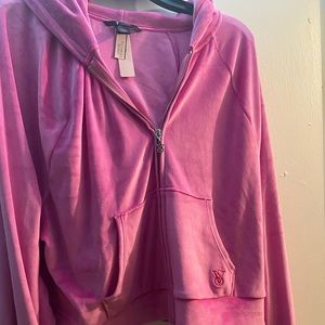 Victoria Secret Velour Pink zip up hoodie (nwt)